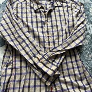 Robert Graham Shirt Mens Lrg Colorful Casual Long Sleeve Button Up Purple Black